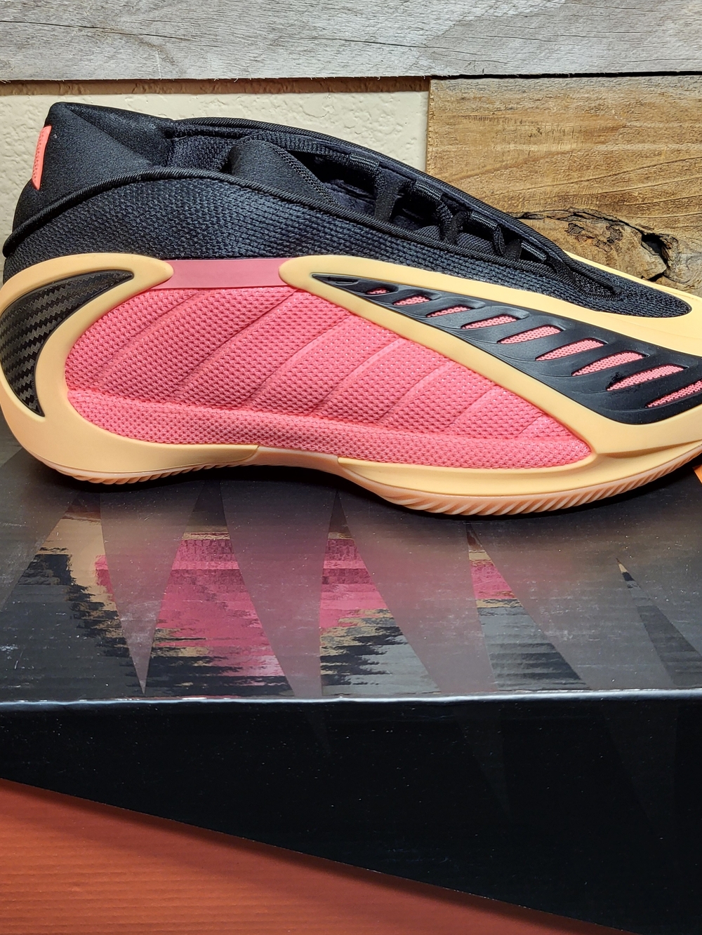 *NEW* Adidas Anthony Edwards 2 J Mid Top Sneakers Salmon/Black Size 6Y Men's 6